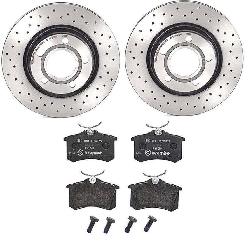 Audi Brembo Brake Kit Pads and Rotors Rear (280mm) (Xtra) (LowMet